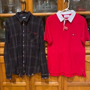 Diamond co supply polo + tee + vans button down M